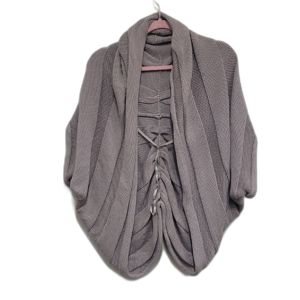 New York & Company Gray Knit Poncho Size M Cabincore